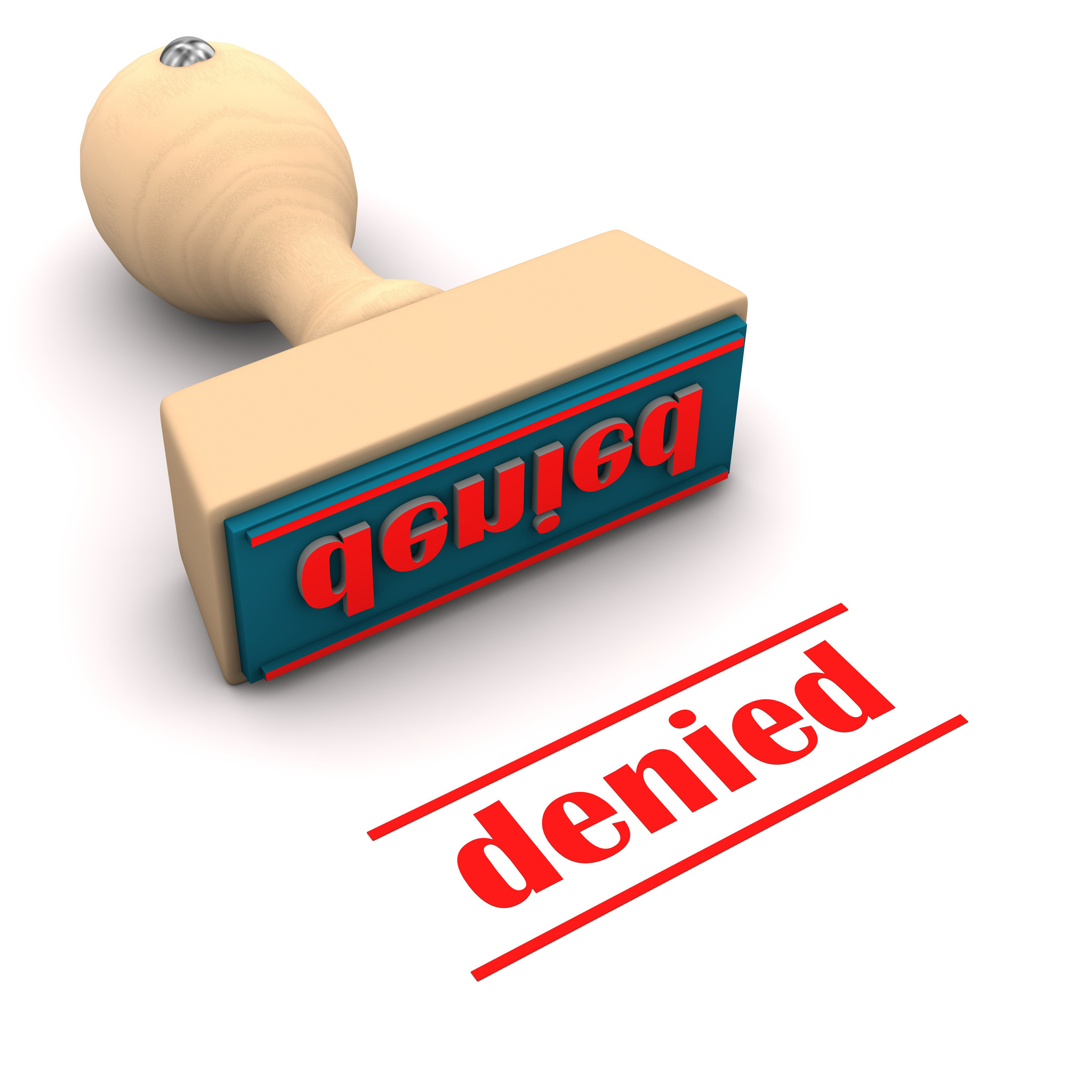 a stamp with text denied on a white background