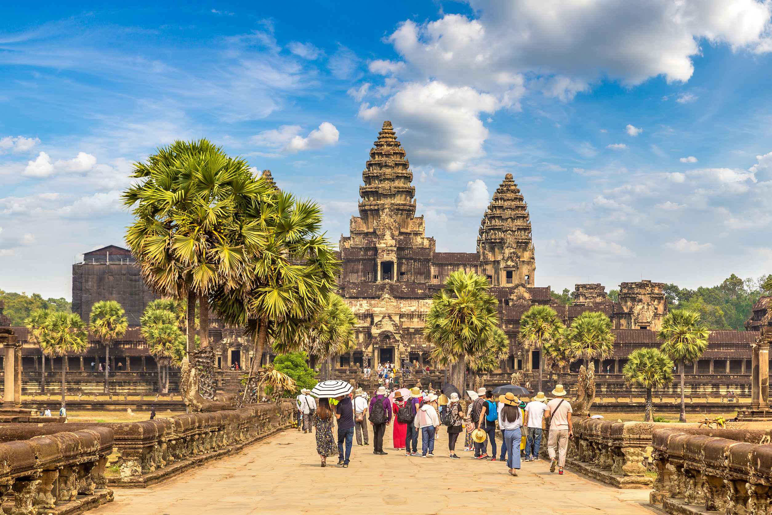 angkor wat temple in siem reap cambodia in a summer day