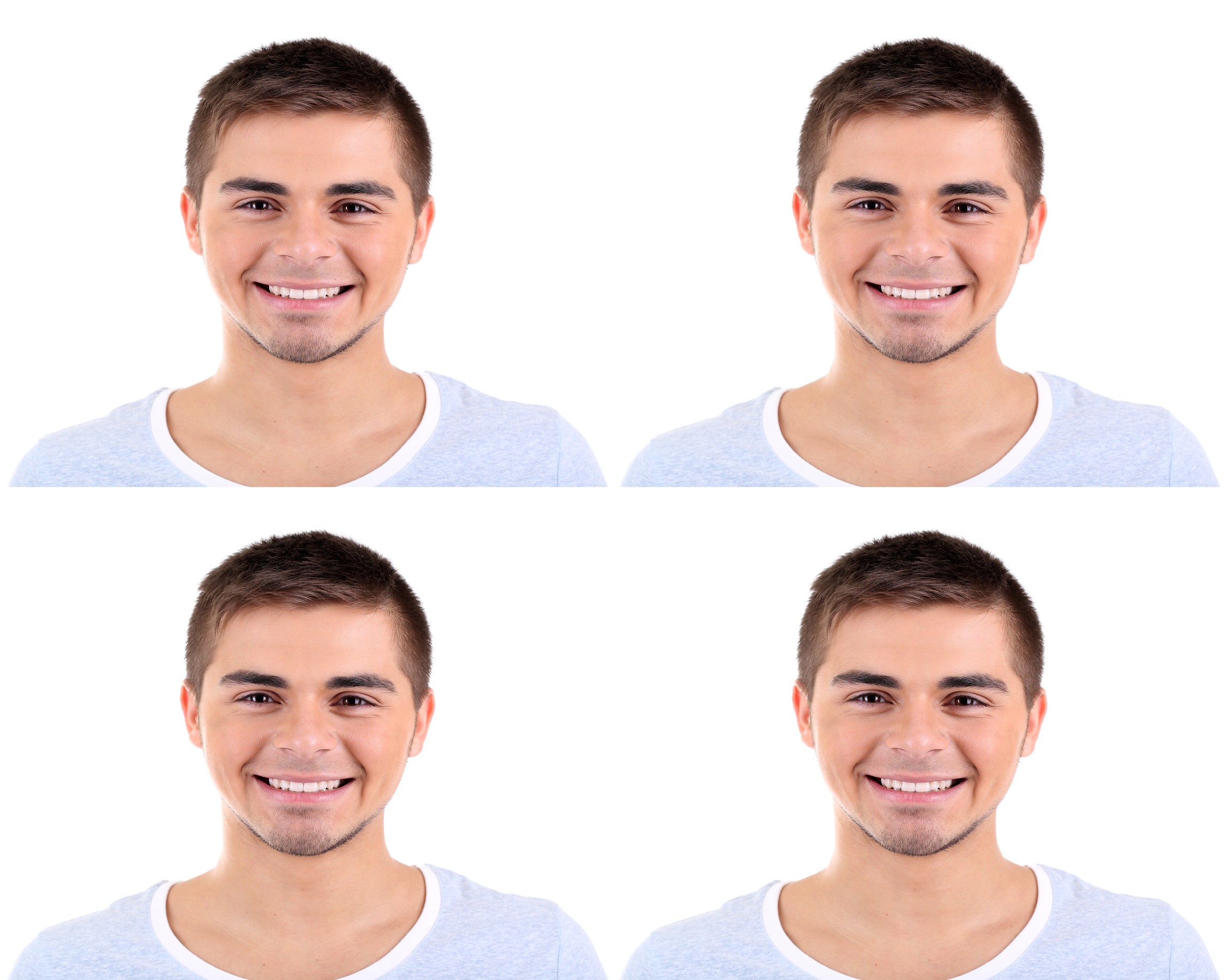 A collage of handsome young men isolated on a white background
