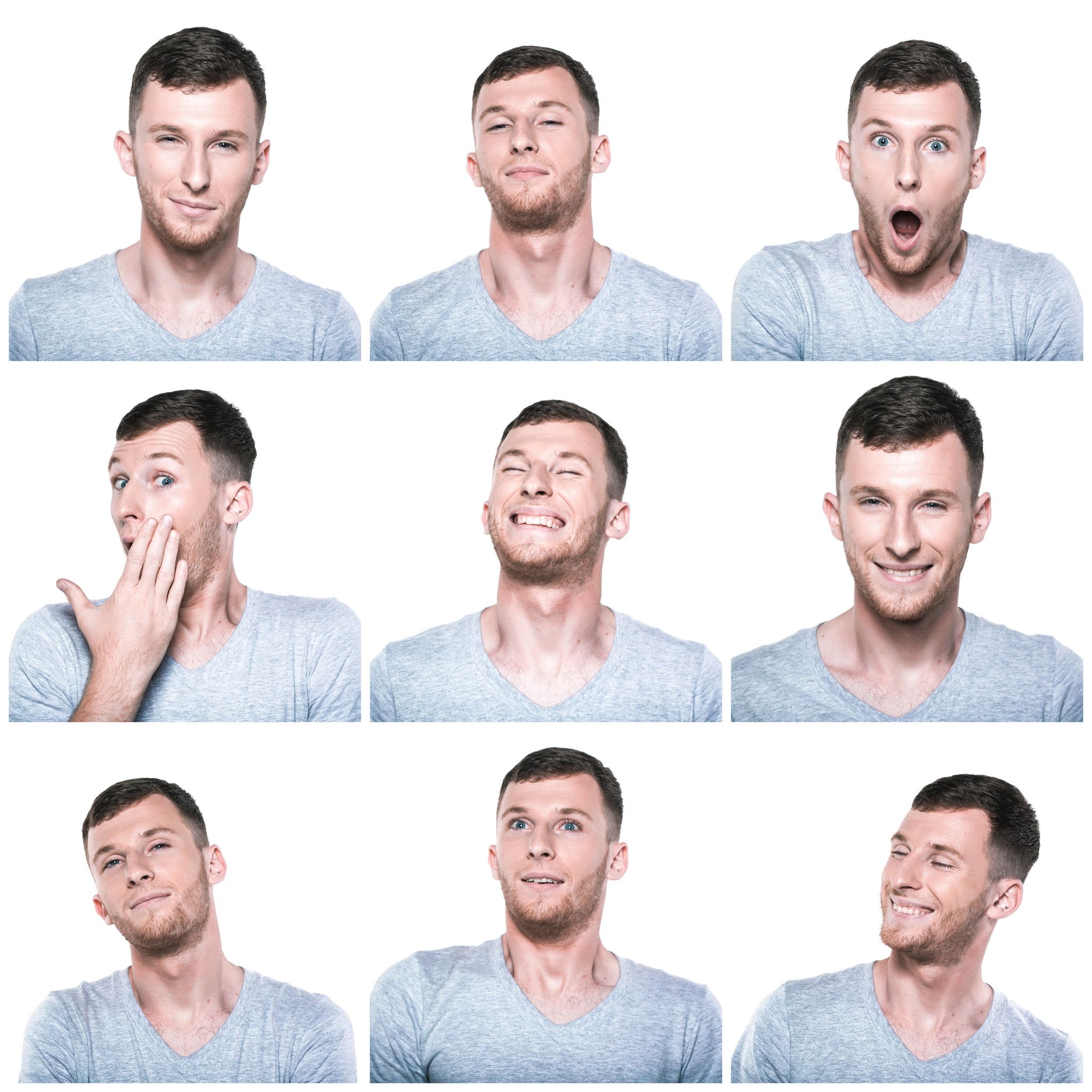 collage of positive face expressions