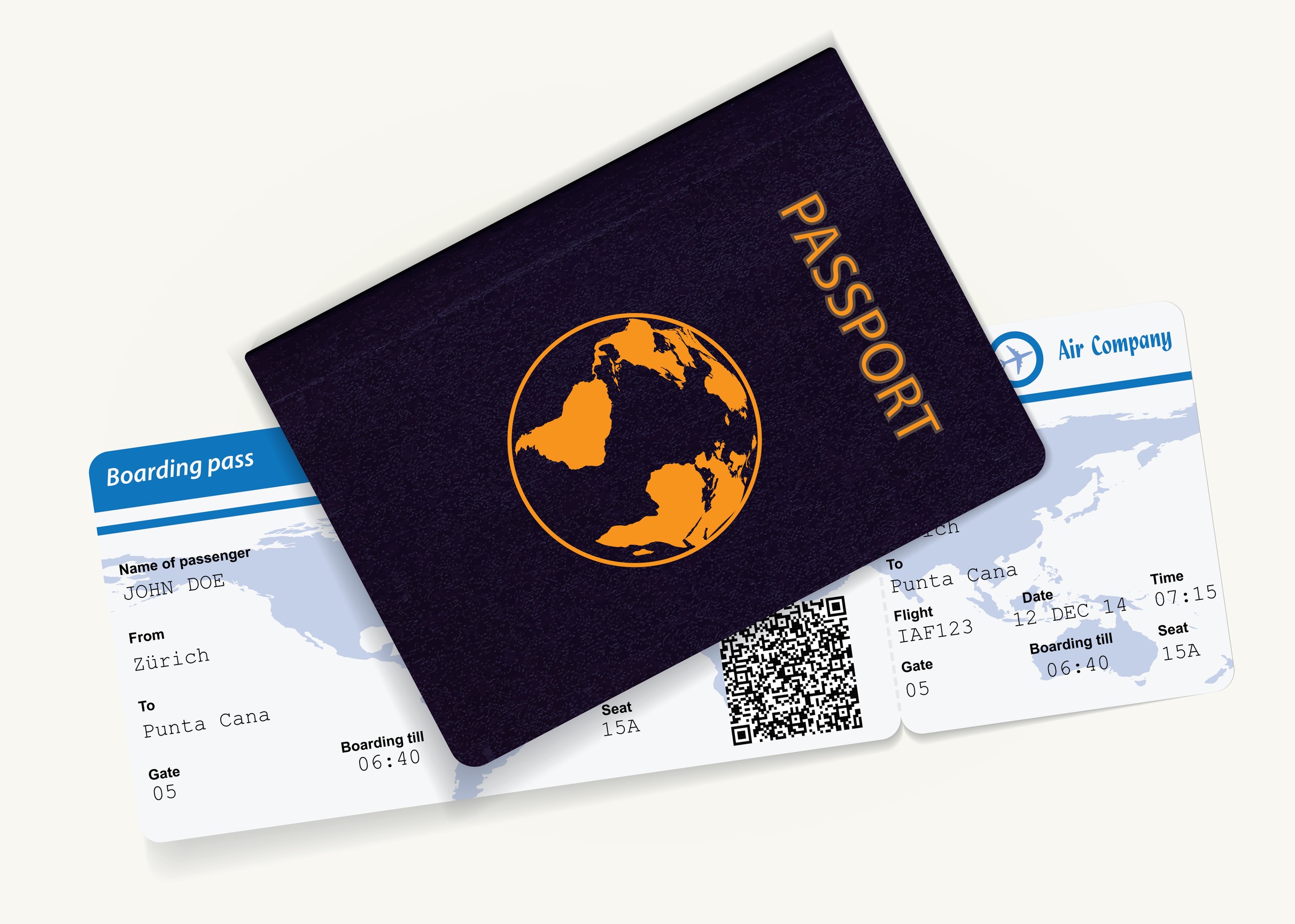 Holding a passport and boarding pass