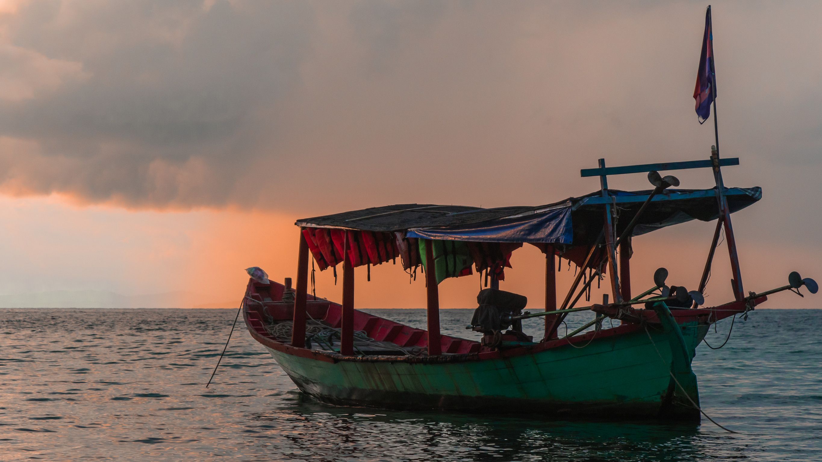 Koh Rong Sunset Over A Fishing Boat