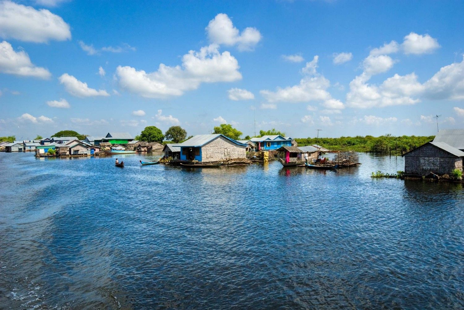 Scenic Tonle Sap River Shoreline In Phnom Penh