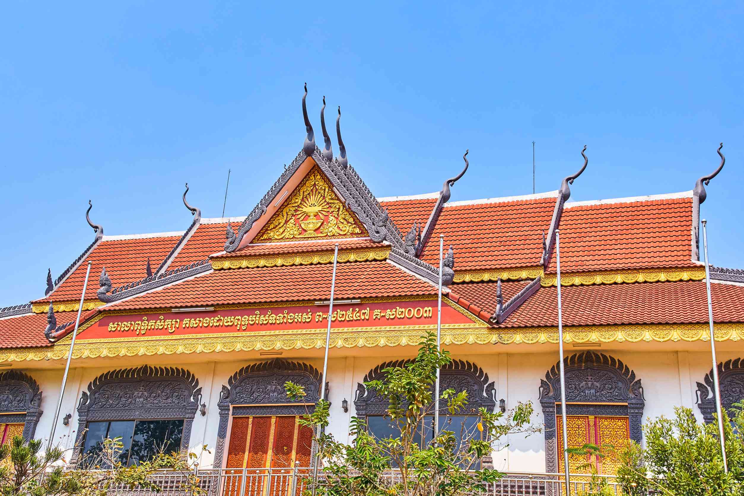 Wat Preah Prom Rath Temple Roof Cambodia